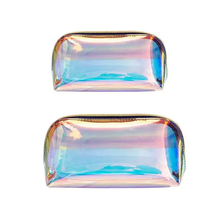 Accept custom logo makeup bag tpu gradient transparent material zipper waterproof toiletry bag Make Up Bags Bulk