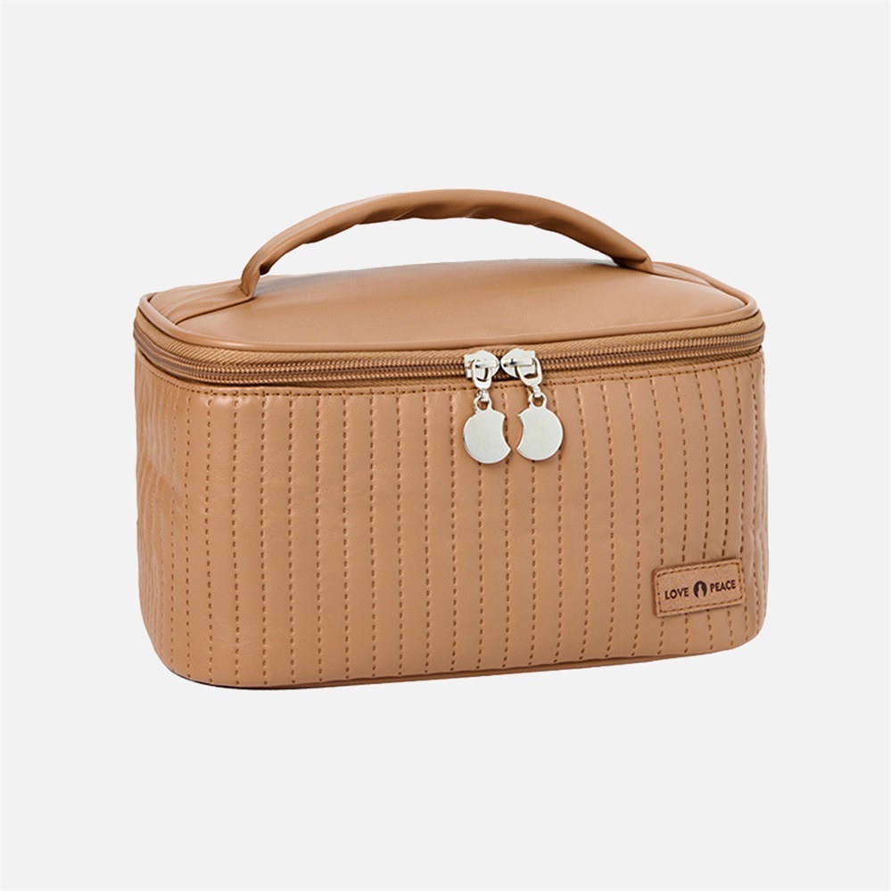 Travel large capacity girl style senior sense portable waterproof pu cosmetic bag for students