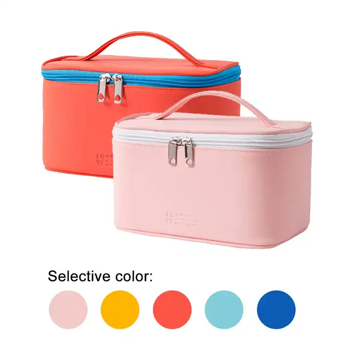 Makeup Bag Portable Travel Cosmetic Bag for Women Beauty Zipper Makeup Organizer PU Leather Washable Waterproof