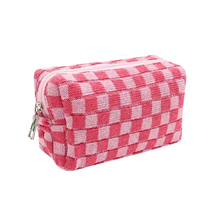 Fashion custom logo Make Up Bags Bulk green travel plain makeup kit storage bag wholesale portable small terry cloth cosmetic bag
