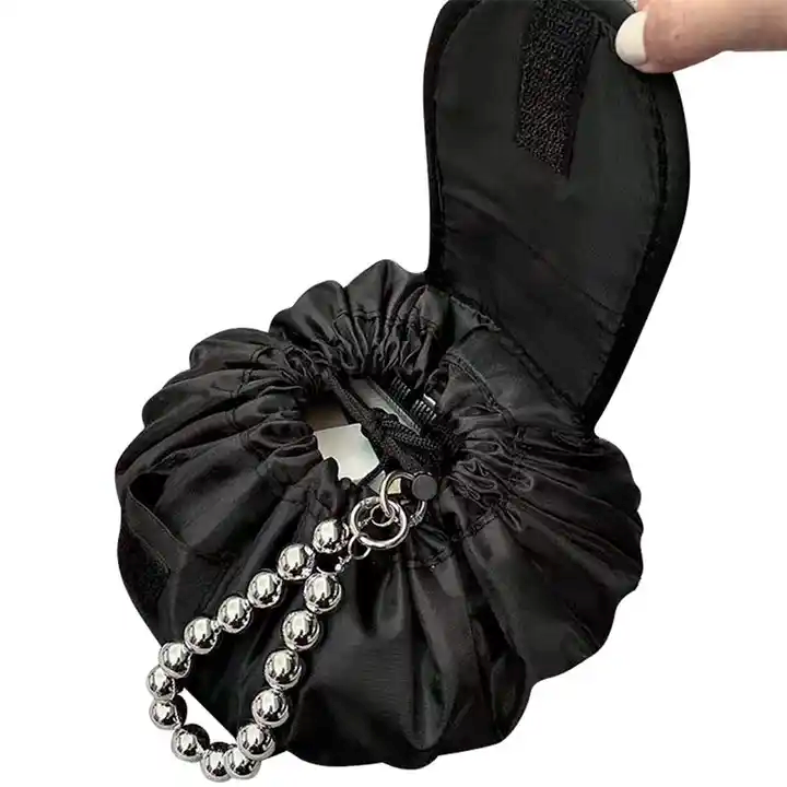 custom logo Make Up Bags Bulk black drawstring makeup bag with handle