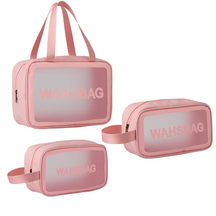 custom logo Make Up Bags Bulk pink pvc clear makeup bag with handle
