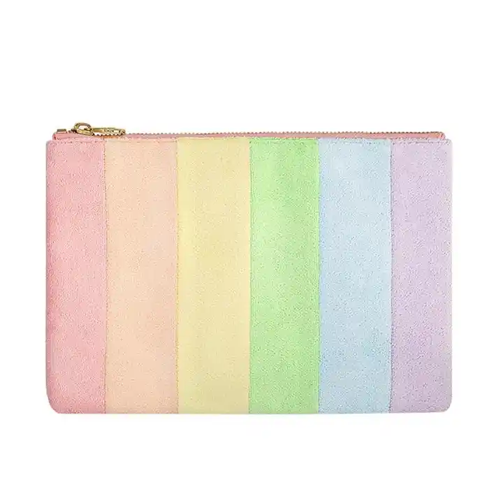Make Up Bags Bulk rainbow towel embroidered cotton makeup bag with zipper