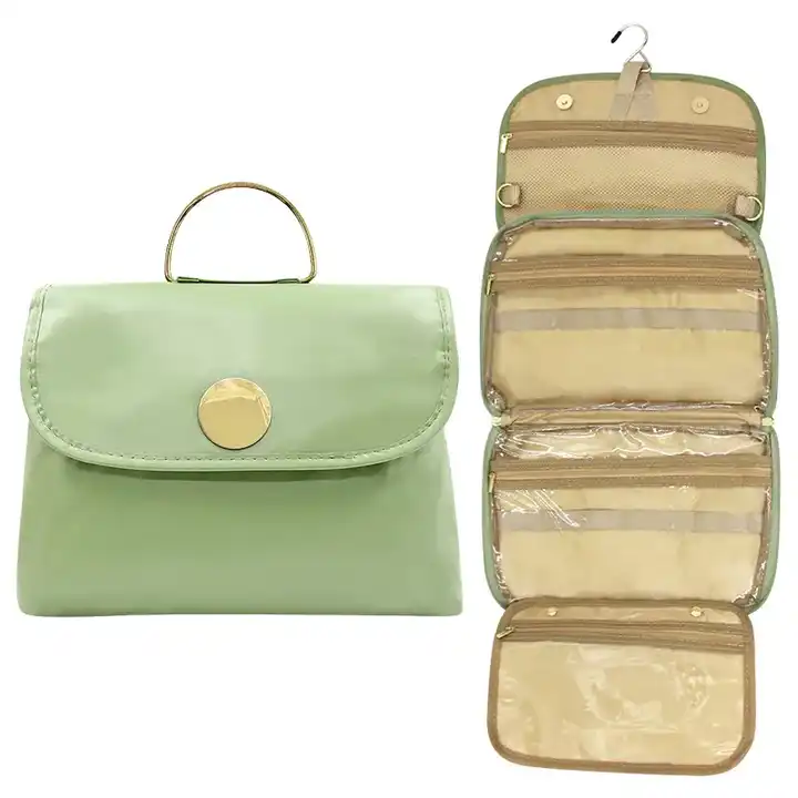 wholesale custom logo green travel hanging toiletry bag