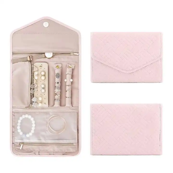 wholesale custom logo folding jewelry storage bag travel anti-lost necklace organizer storage packaging bag