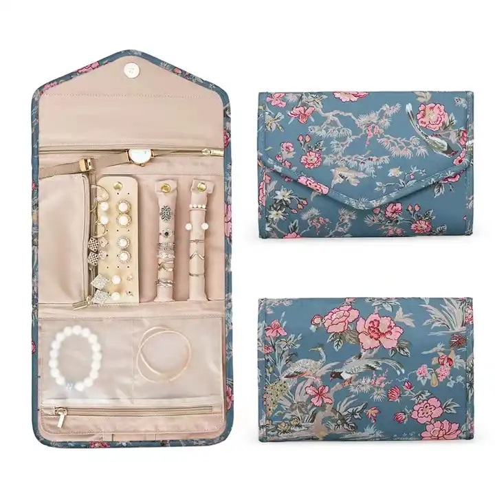 wholesale custom logo folding jewelry storage bag travel anti-lost necklace organizer storage packaging bag