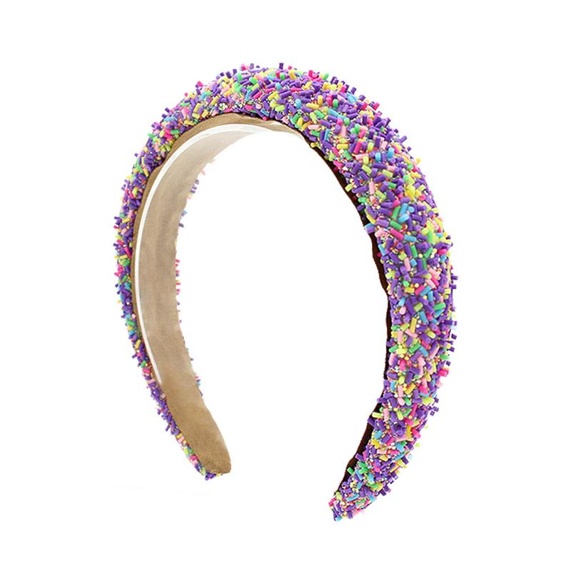 Fashion Sponge Hair Accessories Wide Brimmed Candy Colorful Rhinestone Sequin Bling Headbands Rainbow Hair Hoop Plastic Hairband