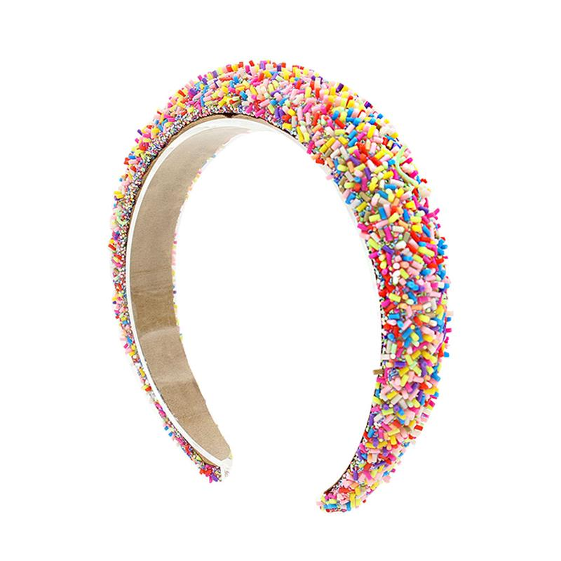 Fashion Sponge Hair Accessories Wide Brimmed Candy Colorful Rhinestone Sequin Bling Headbands Rainbow Hair Hoop Plastic Hairband