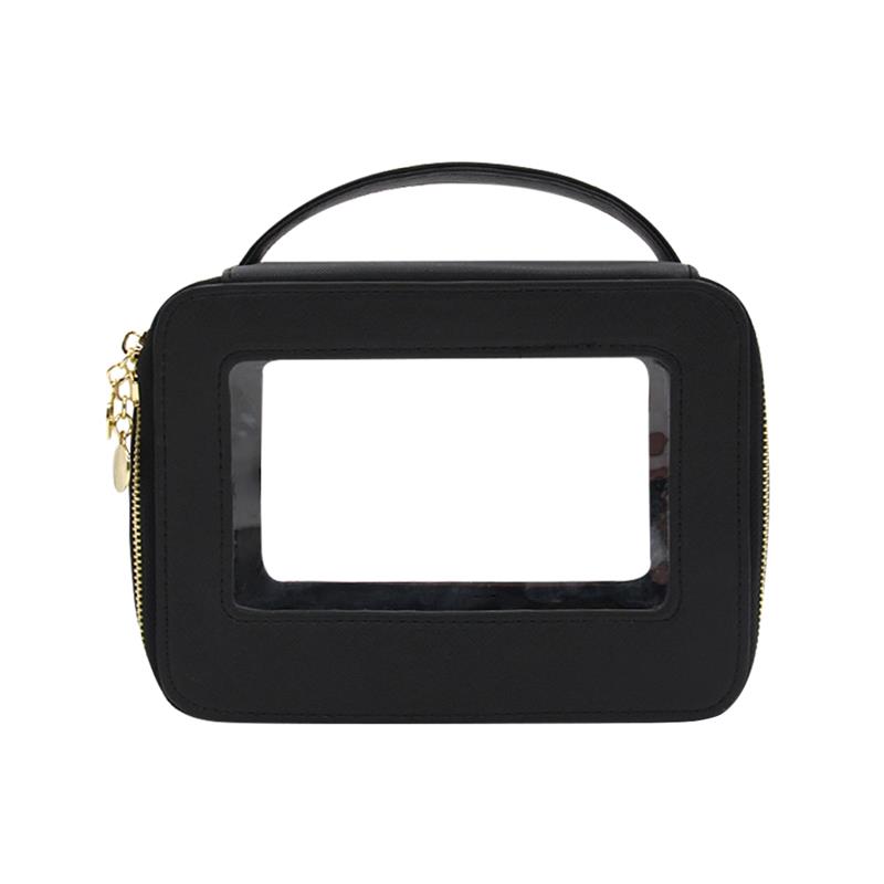 PU Leather Toiletry Bag Custom Private Label Waterproof Small Travel Clear PVC Makeup Cosmetic Bag & Case