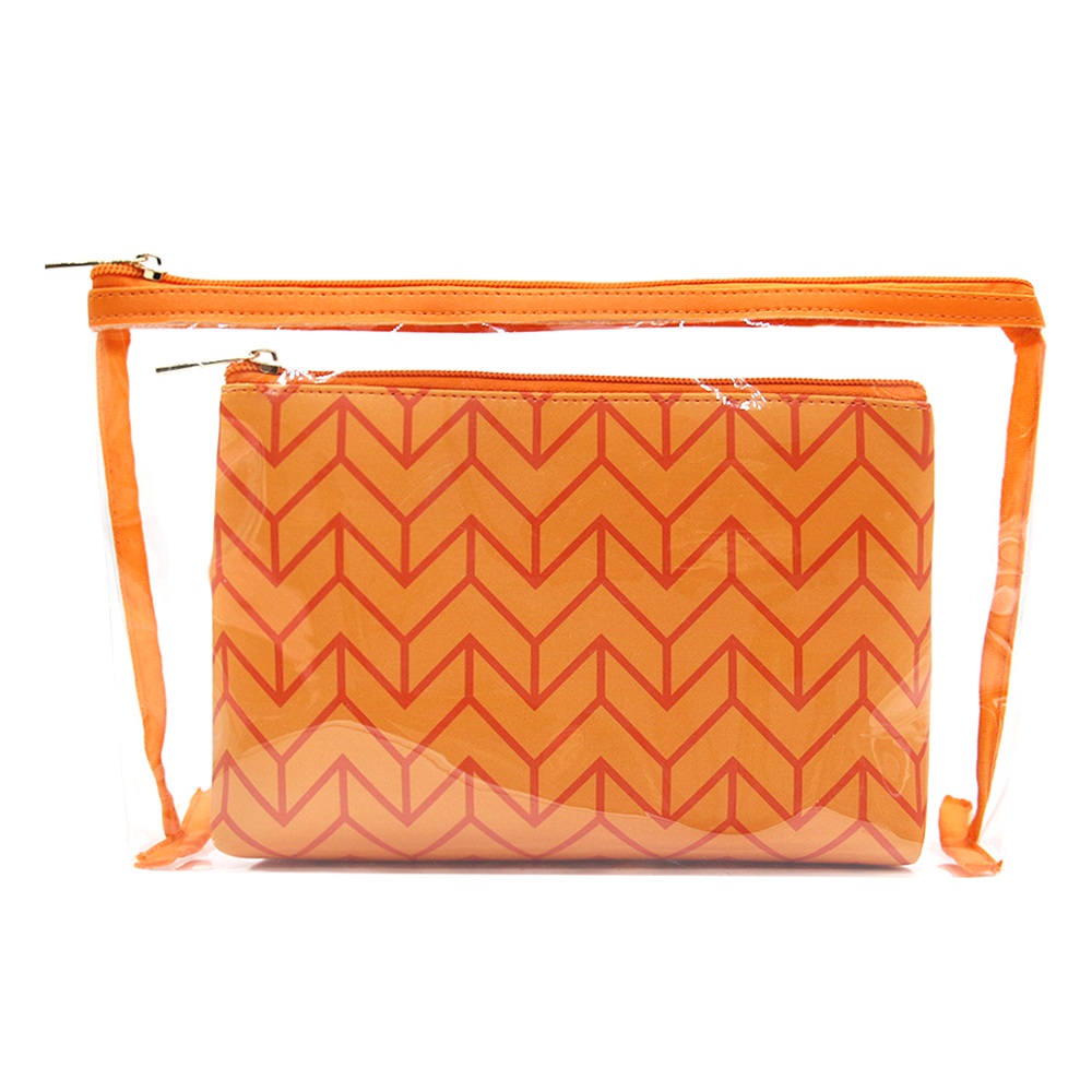 custom design 2 in 1 makeup bag pvc clear waterproof transparent wholesale cosmetic skincare vanity toiletry pouch for women