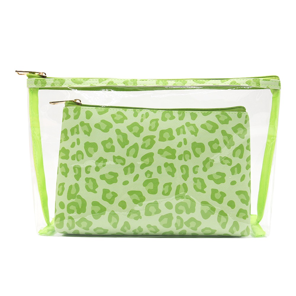 custom design 2 in 1 makeup bag pvc clear waterproof transparent wholesale cosmetic skincare vanity toiletry pouch for women