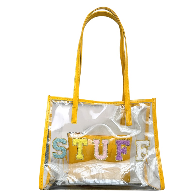 large capacity custom chenille patch diy pvc tote bag