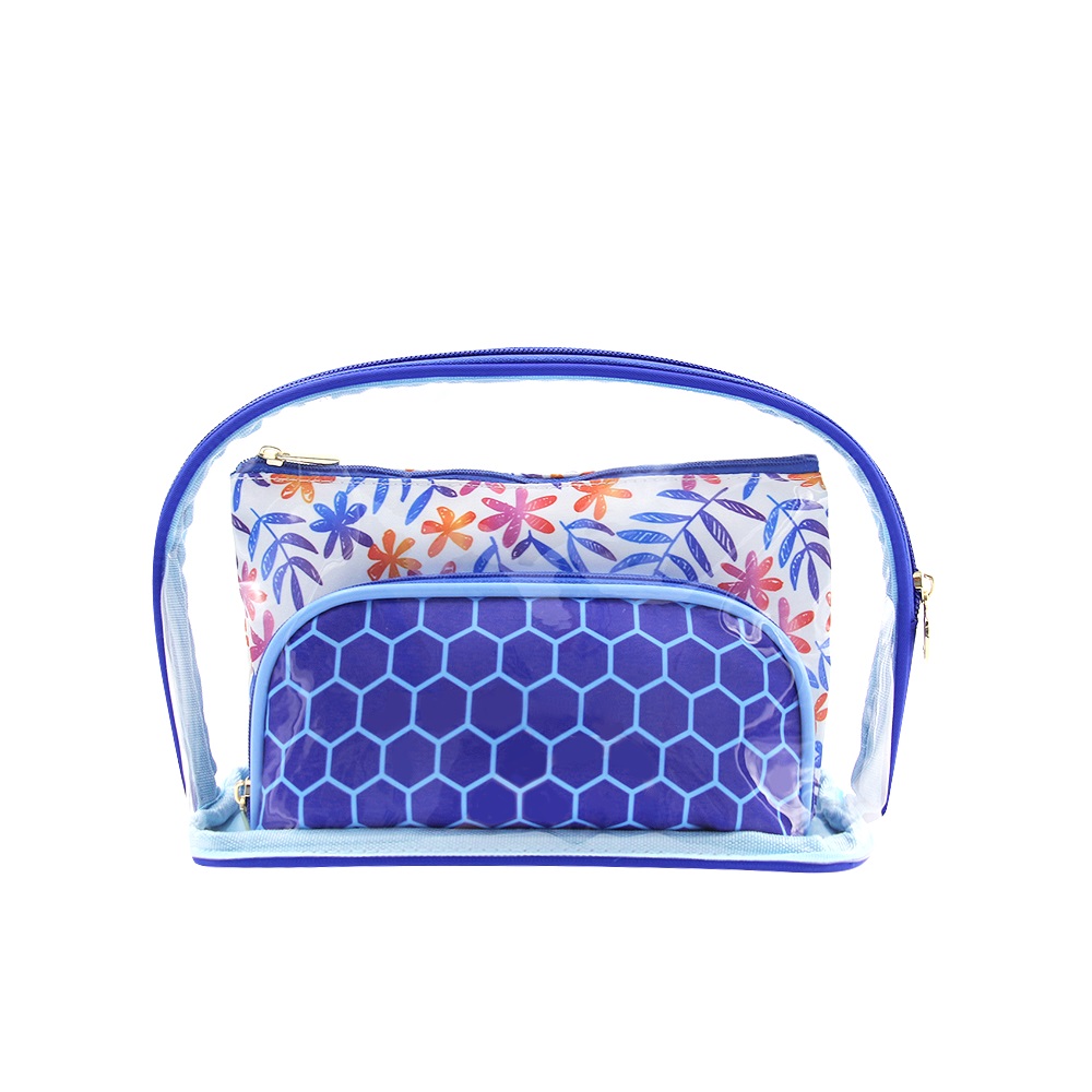 Wholesale transparent 3-in-1 makeup bag set