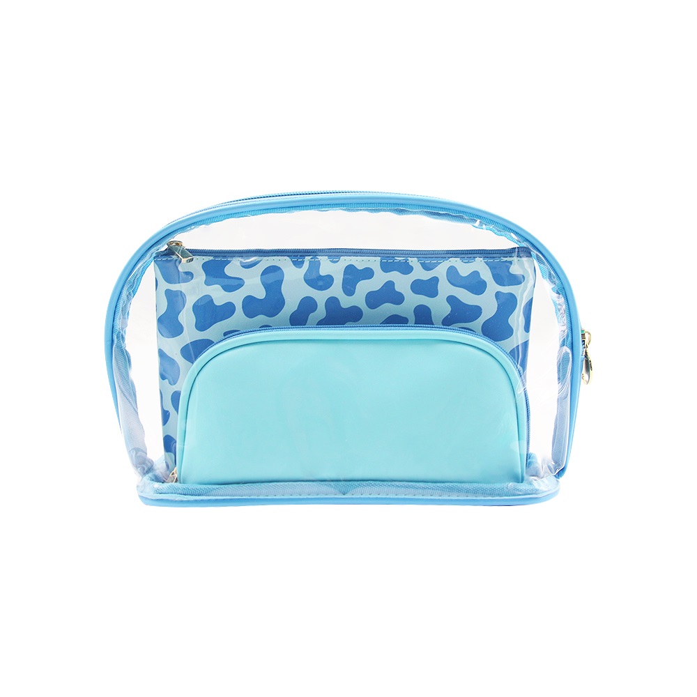 Wholesale transparent 3-in-1 makeup bag set