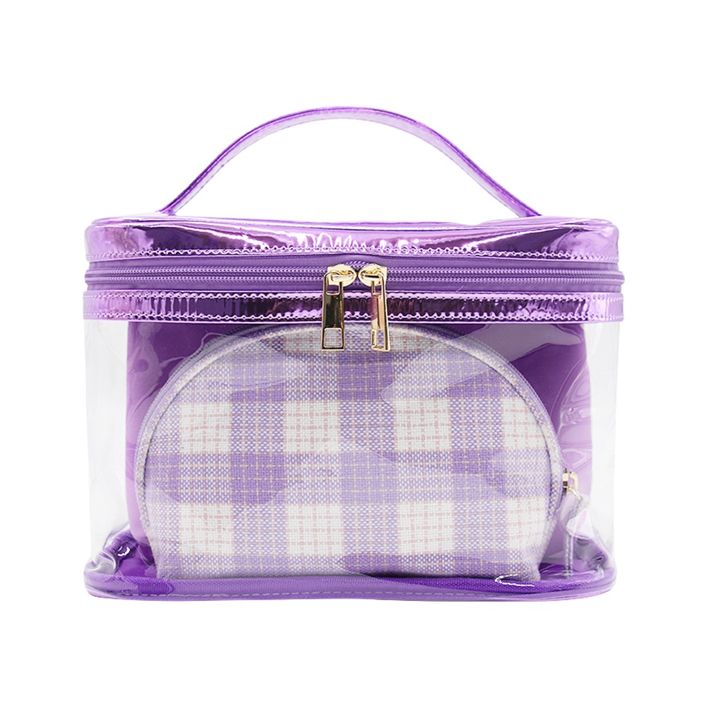 Wholesale transparent 3-in-1 makeup bag set