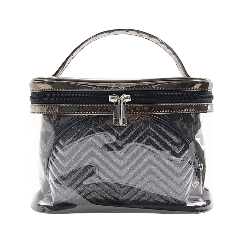 Wholesale transparent 3-in-1 makeup bag set