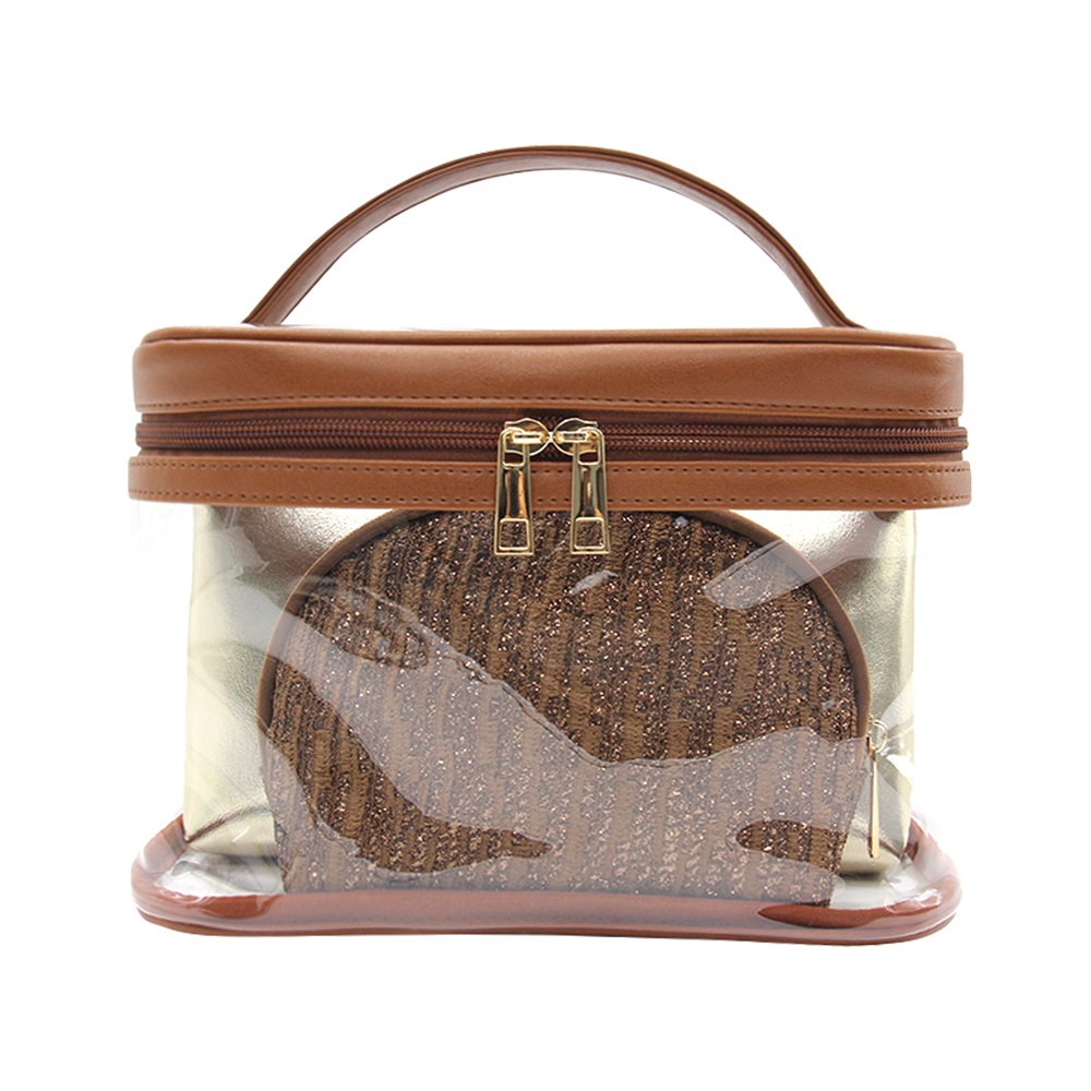Wholesale transparent 3-in-1 makeup bag set