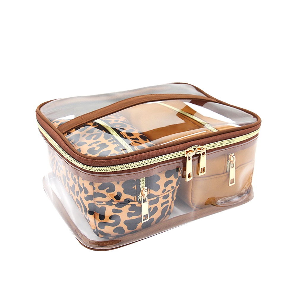 Wholesale transparent 3-in-1 makeup bag set