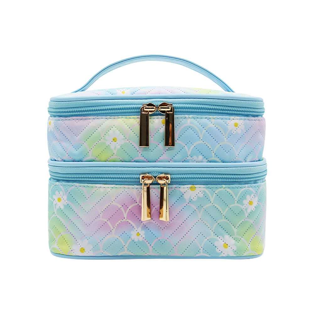 Make Up Bags Bulk double layer colorful cosmetic case with handle
