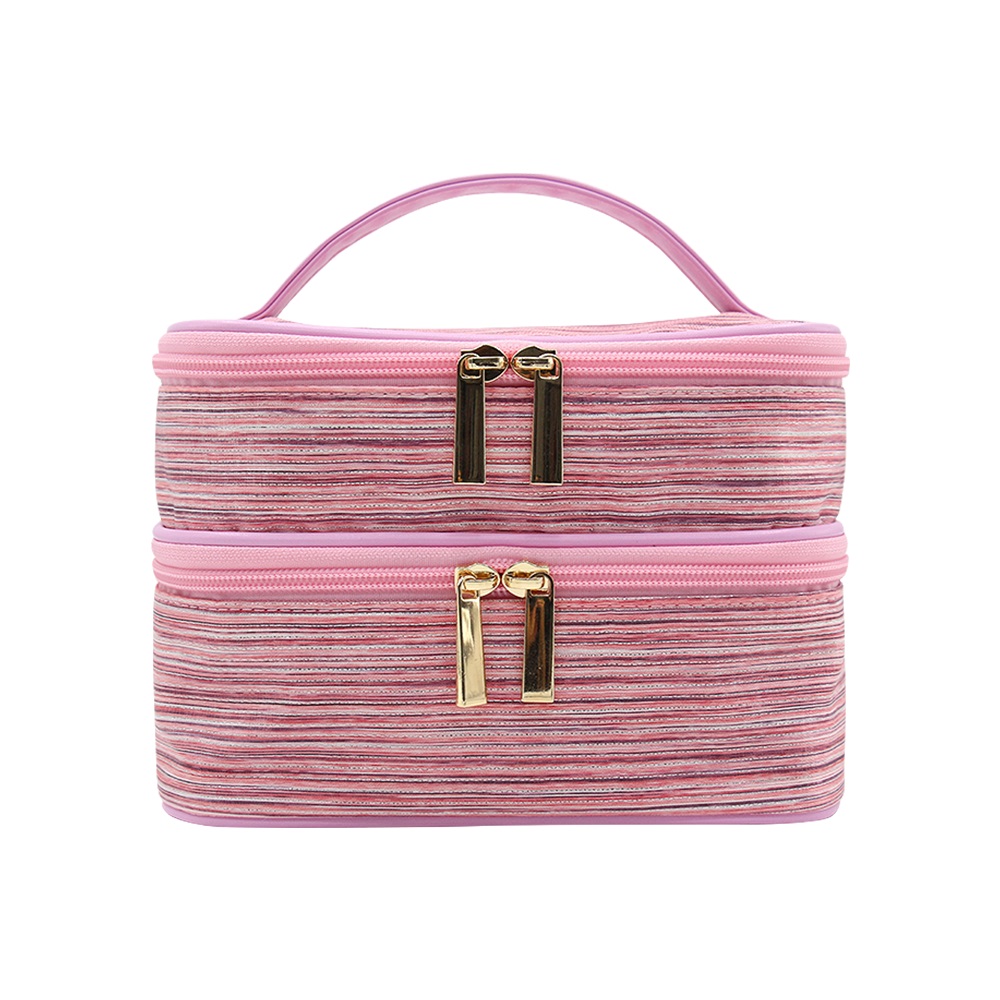 Make Up Bags Bulk double layer colorful cosmetic case with handle