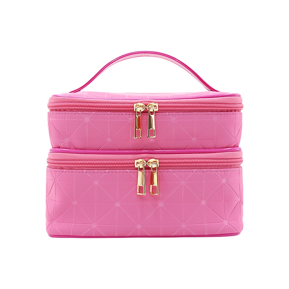 Make Up Bags Bulk double layer colorful cosmetic case with handle