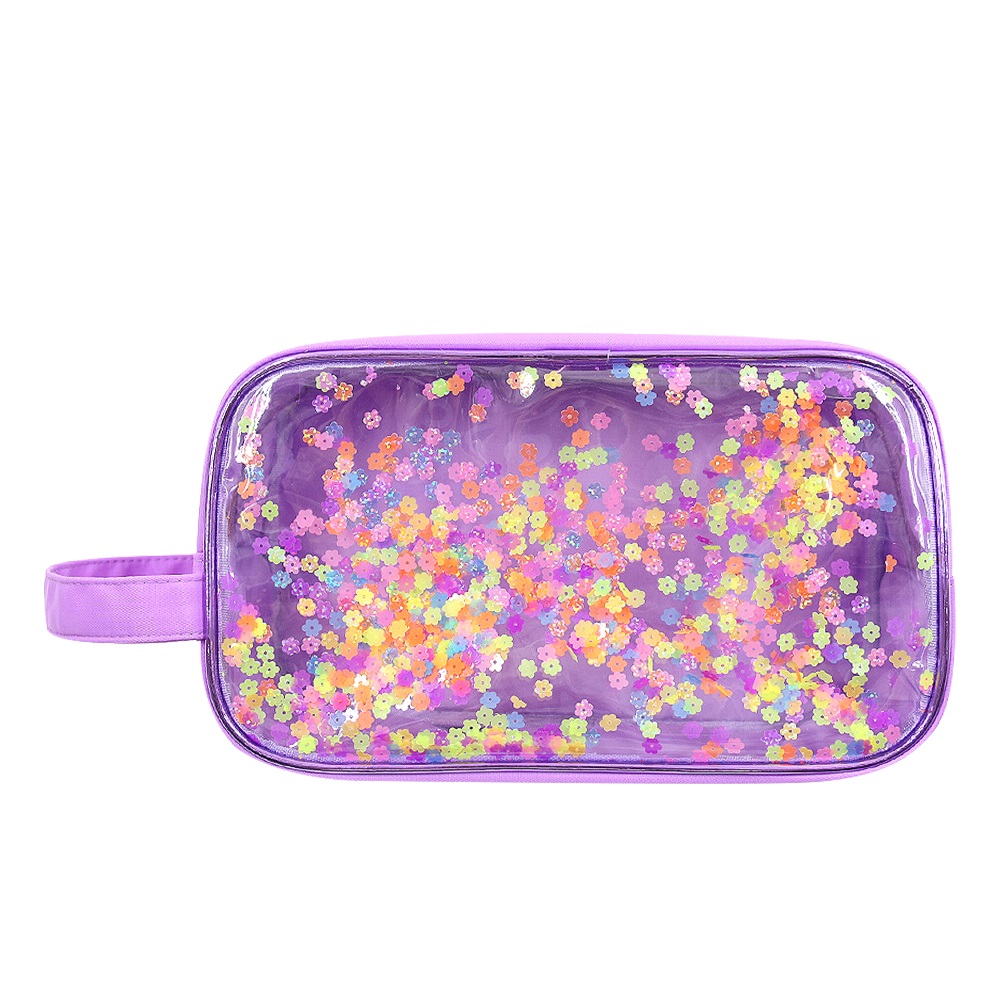 Wrist strap multi-pattern glitter makeup bag toiletry bag