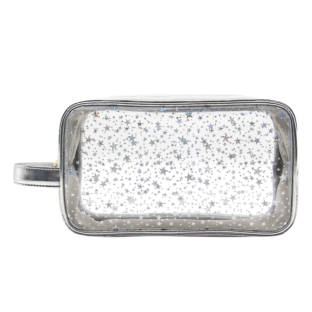 Wrist strap multi-pattern glitter makeup bag toiletry bag