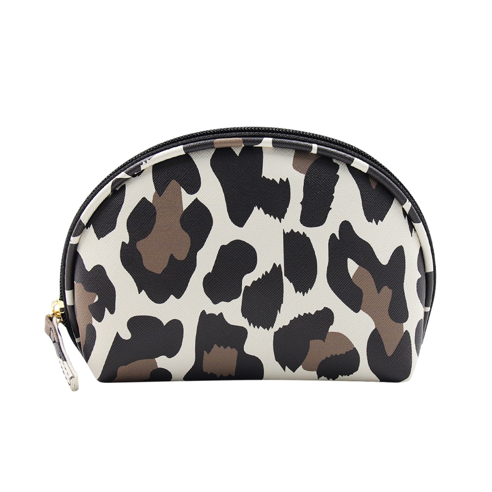 Q&N half month shape large opening waterproof mini built-in pocket makeup bag