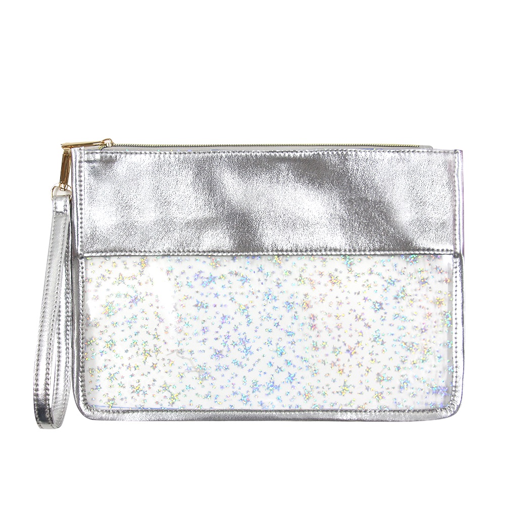 Multi-color custom Chenille Patch logo pvc makeup bag Bag sponge for glitter