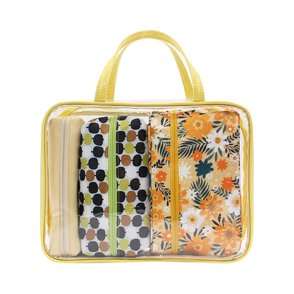 4-in-1 portable transparent makeup bag set