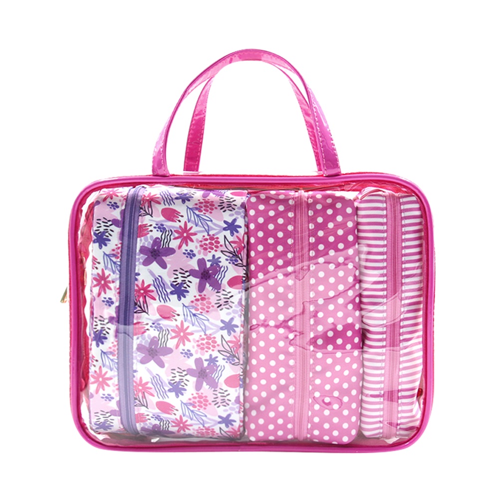 4-in-1 portable transparent makeup bag set