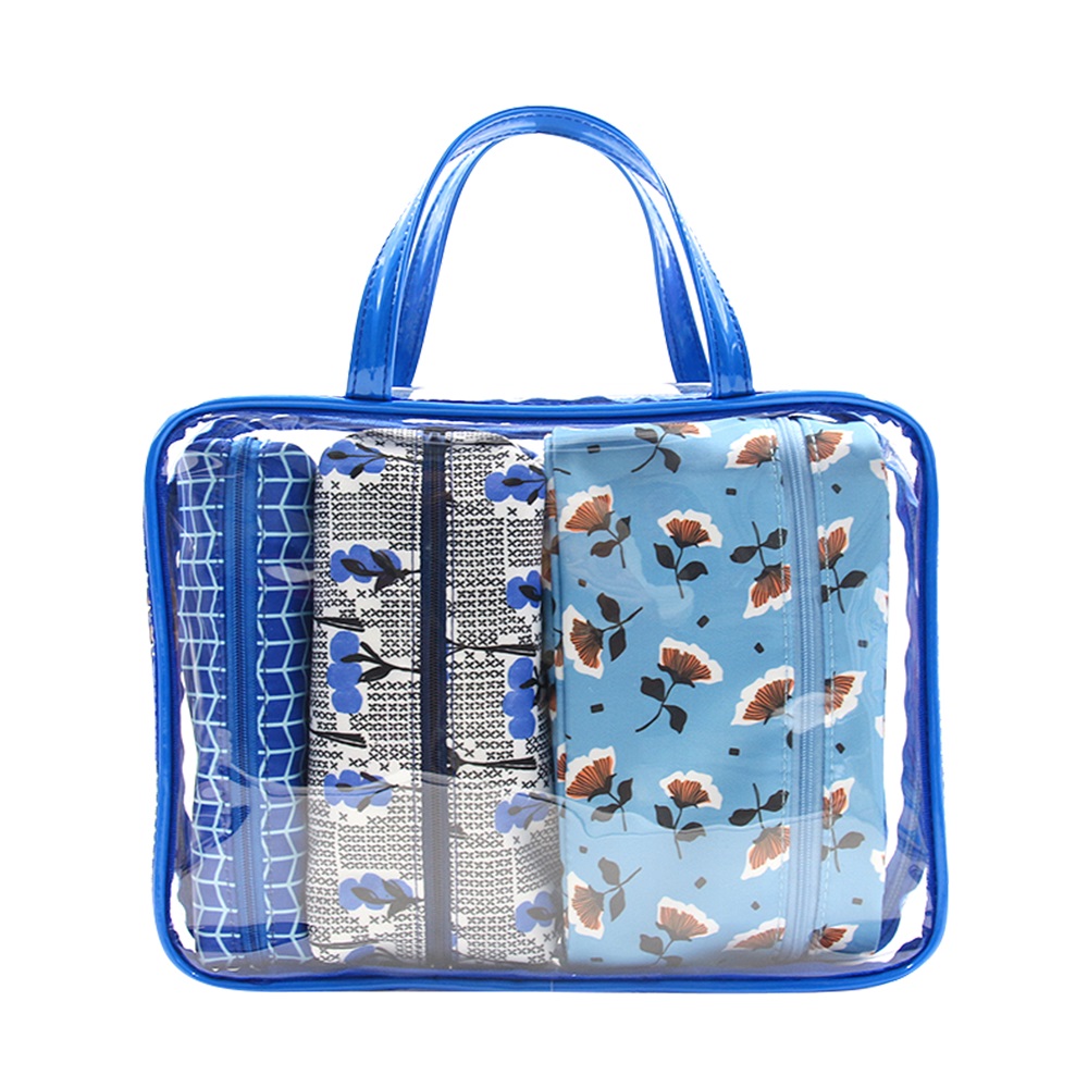 4-in-1 portable transparent makeup bag set