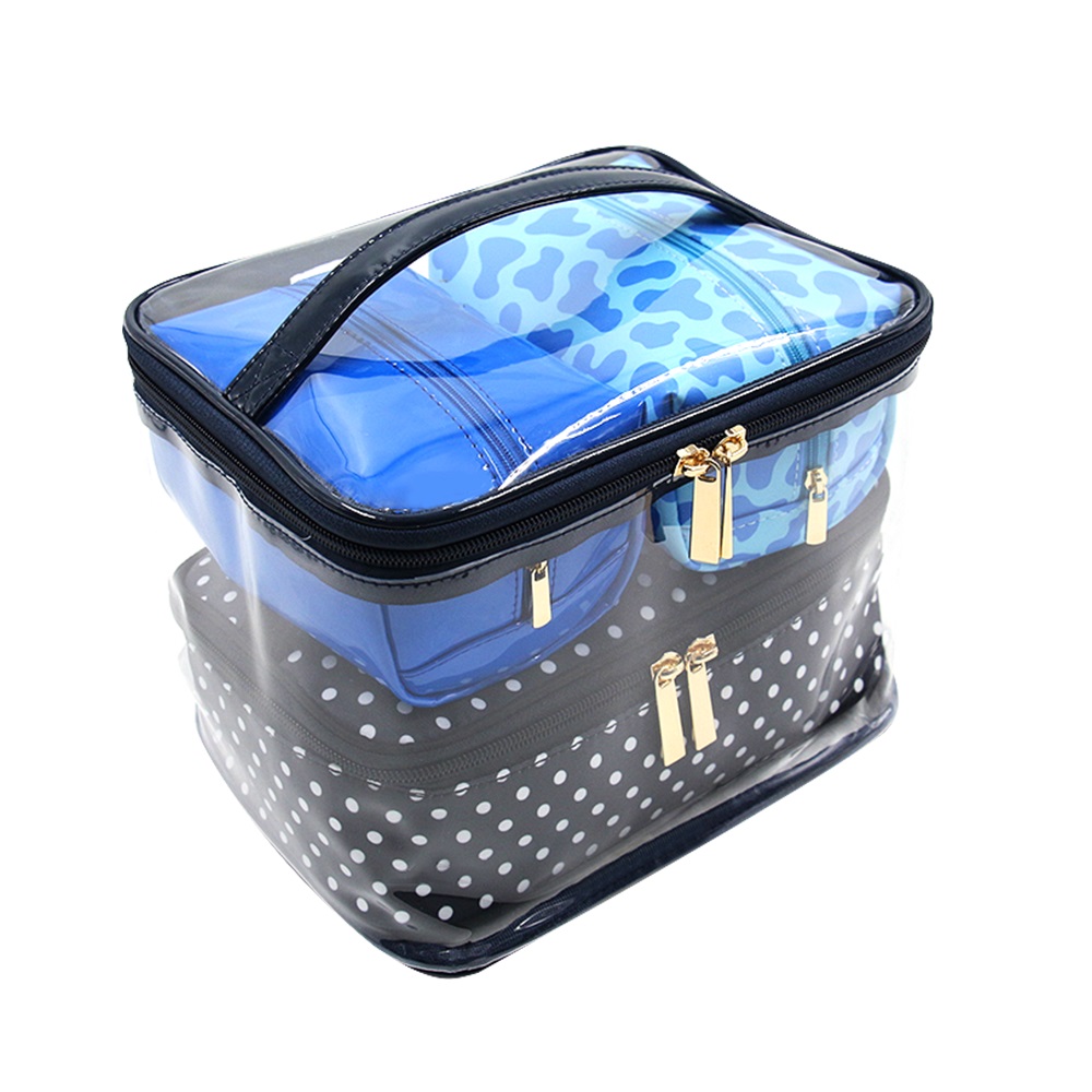Multi-color custom square 4-in-1 travel essential makeup bag set
