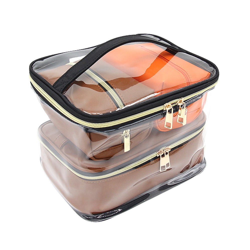 Multi-color custom square 4-in-1 travel essential makeup bag set