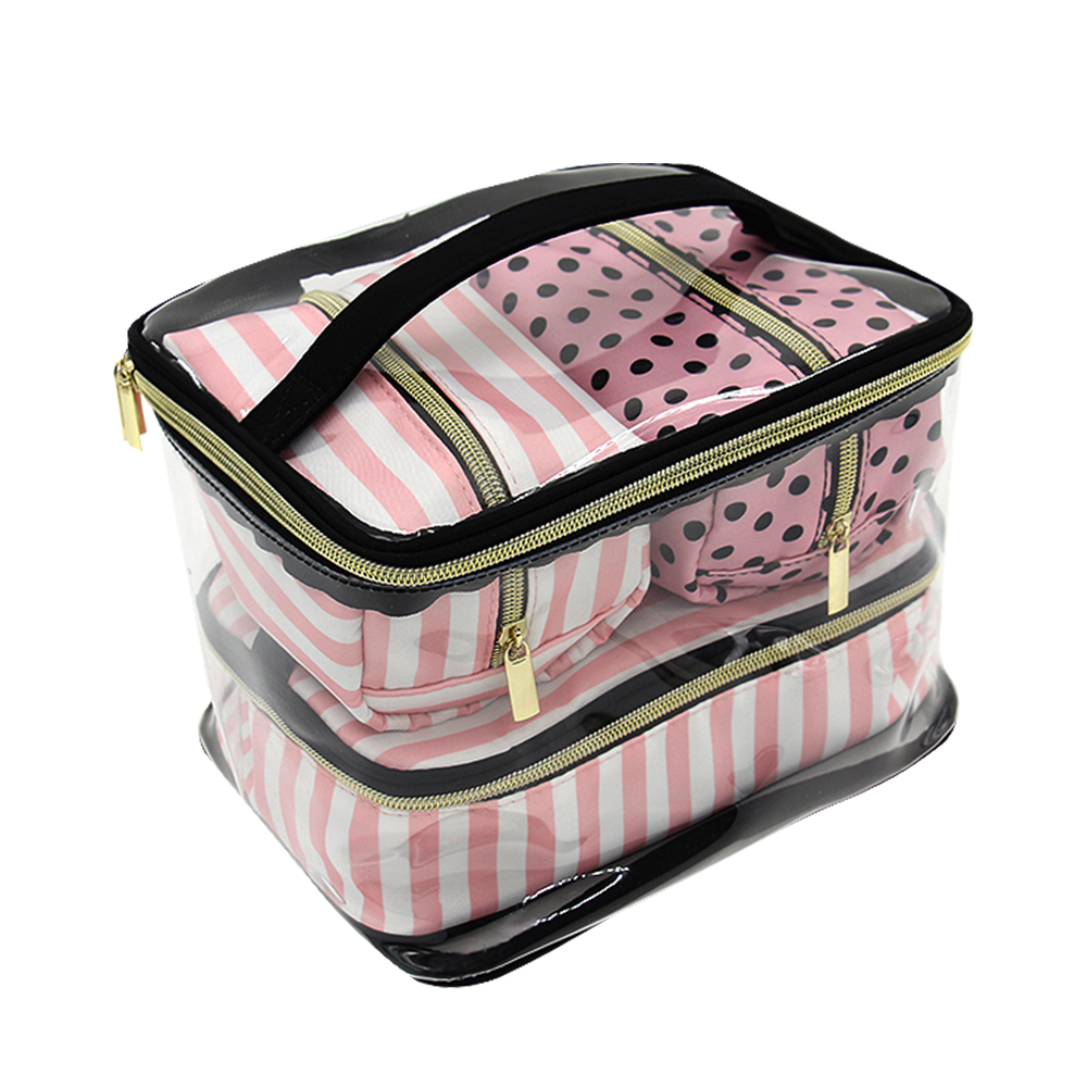Multi-color custom square 4-in-1 travel essential makeup bag set