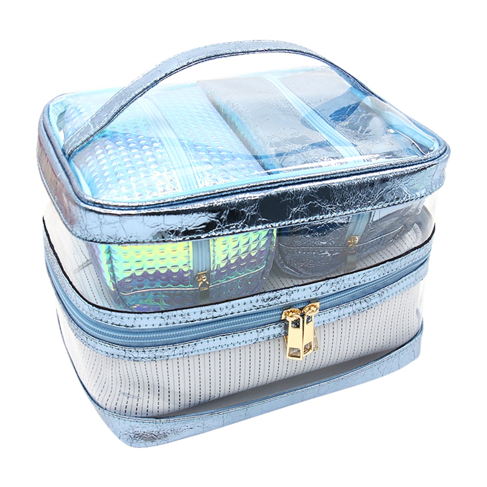 Multi-color custom double-layer dry and wet separation 4-in-1 makeup bag set