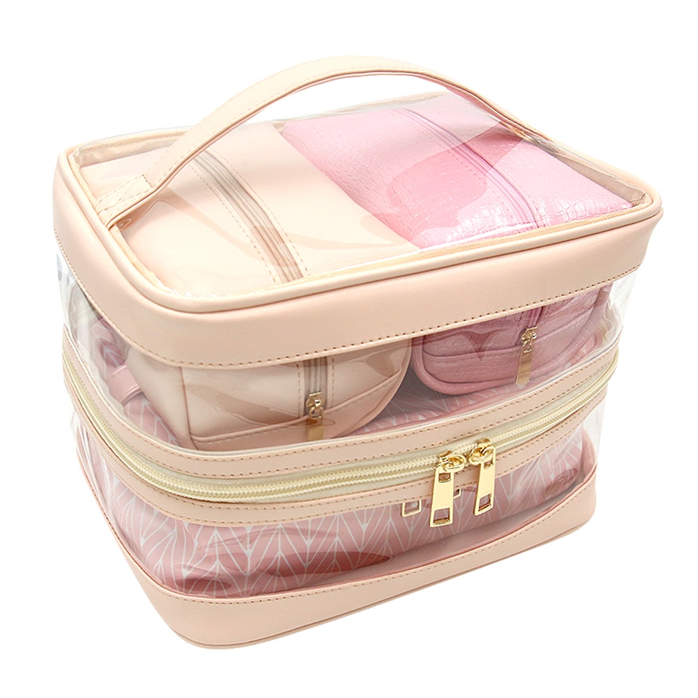 Multi-color custom double-layer dry and wet separation 4-in-1 makeup bag set