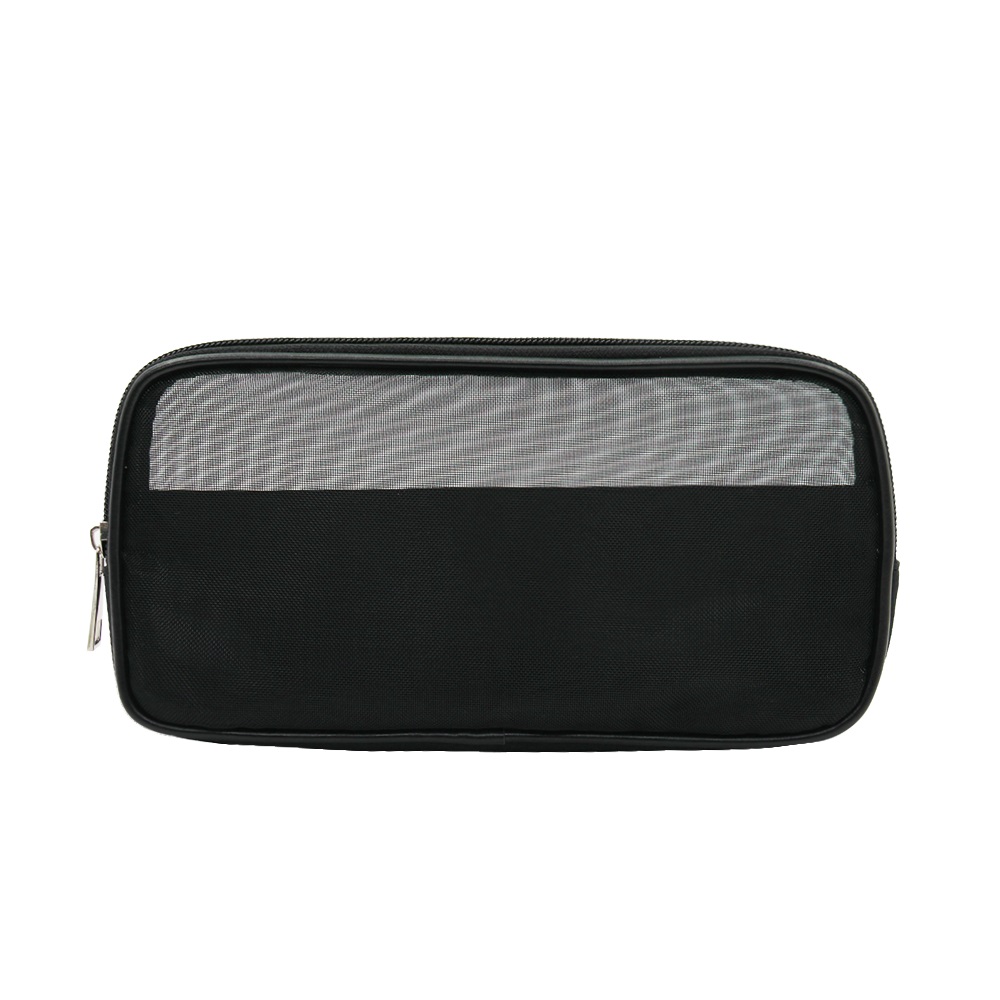Patchwork mesh black transparent men's makeup bag