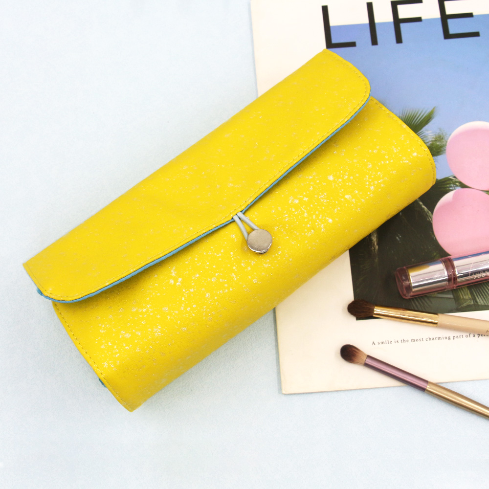 wholesale custom color logo foldable makeup brush organizer bag with zipper pouch