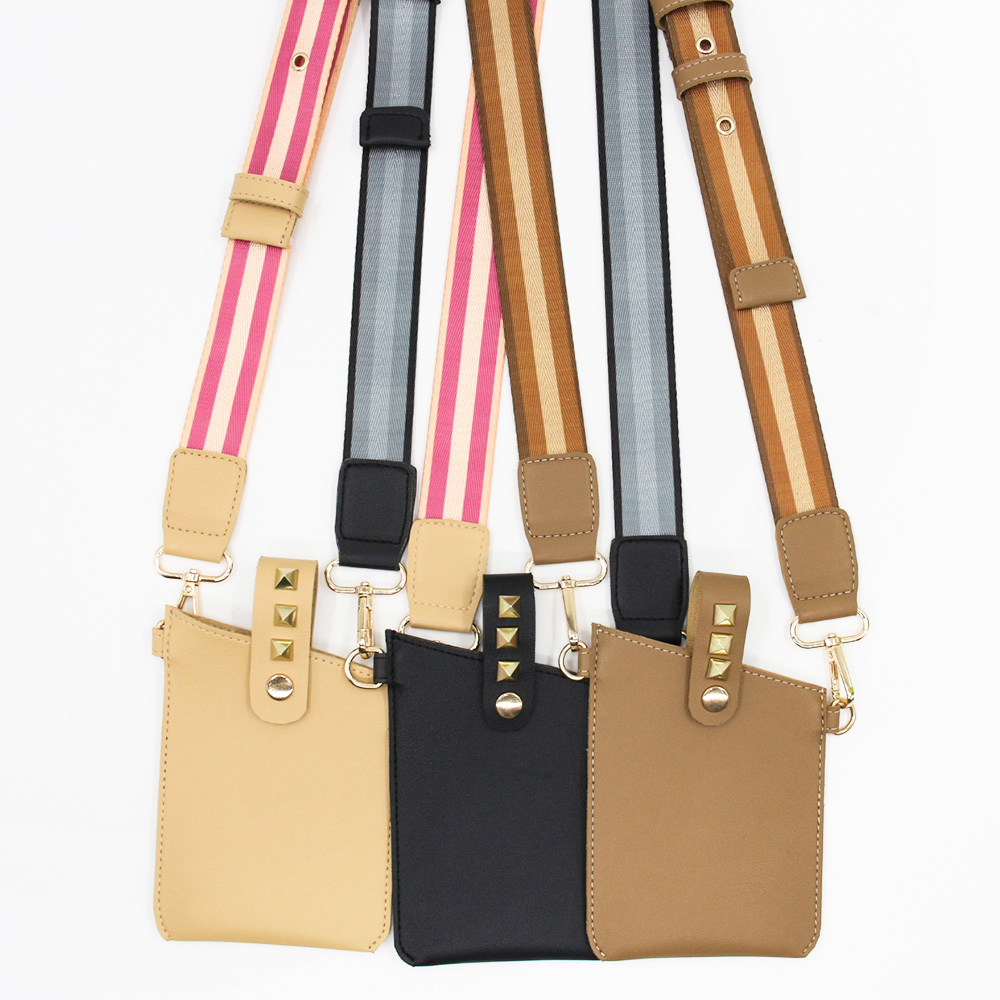 Multi-color leather cross-body phone bag with secret buckle