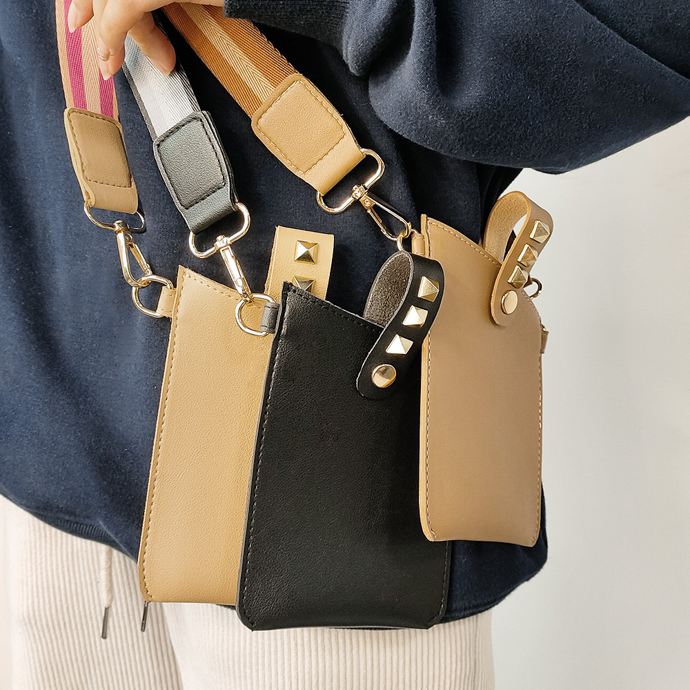 Multi-color leather cross-body phone bag with secret buckle