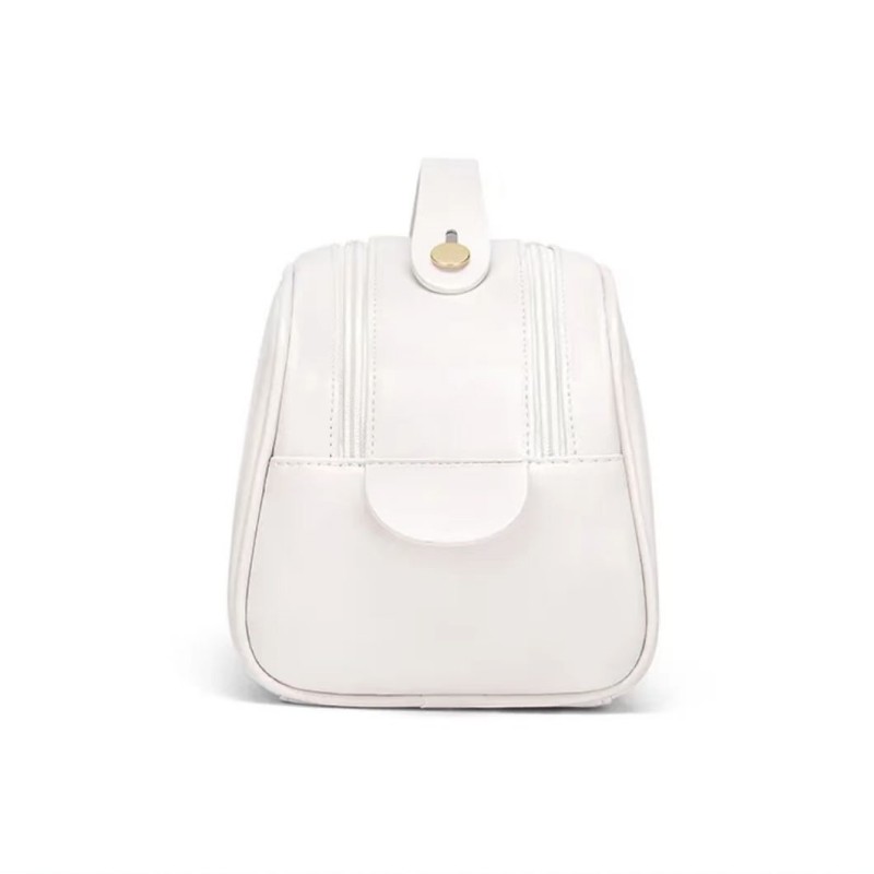 Q&N home travel essential portable double zipper large capacity pu leather cosmetic bag