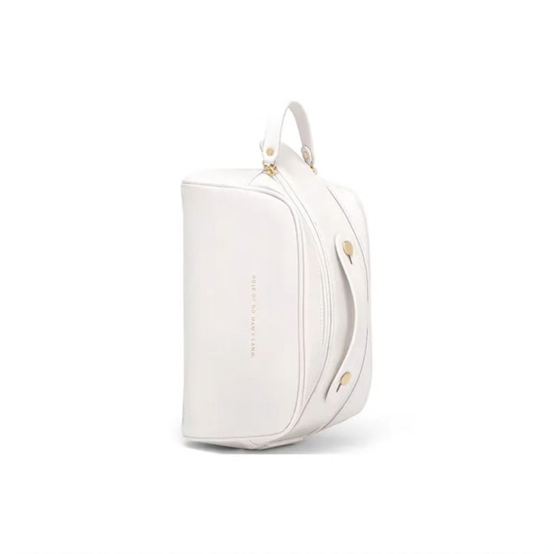 Q&N home travel essential portable double zipper large capacity pu leather cosmetic bag