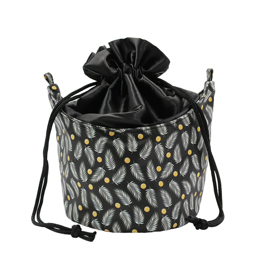Q&N drawstring polyester bucket makeup bag