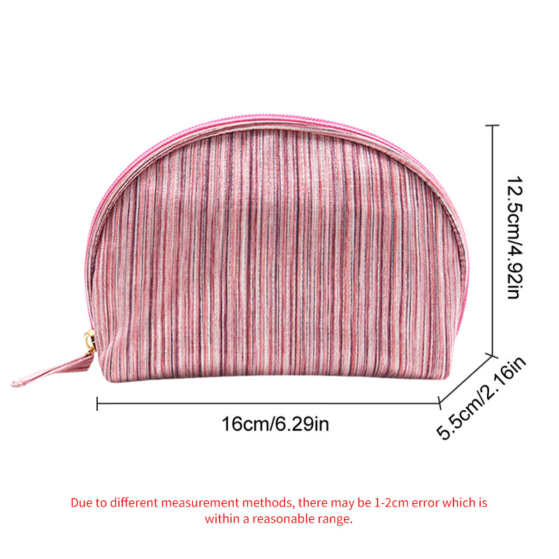 Q&N half month shape large opening waterproof mini built-in pocket makeup bag