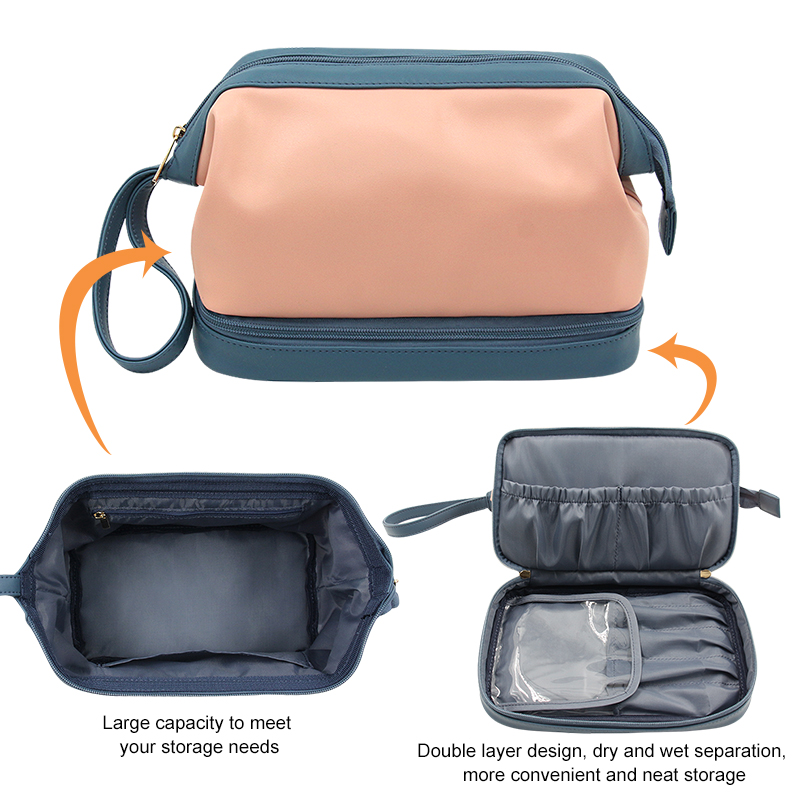 Q&N double dry and wet separation large capacity cloud makeup bag