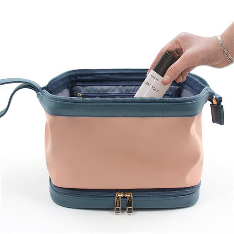 Q&N double dry and wet separation large capacity cloud makeup bag