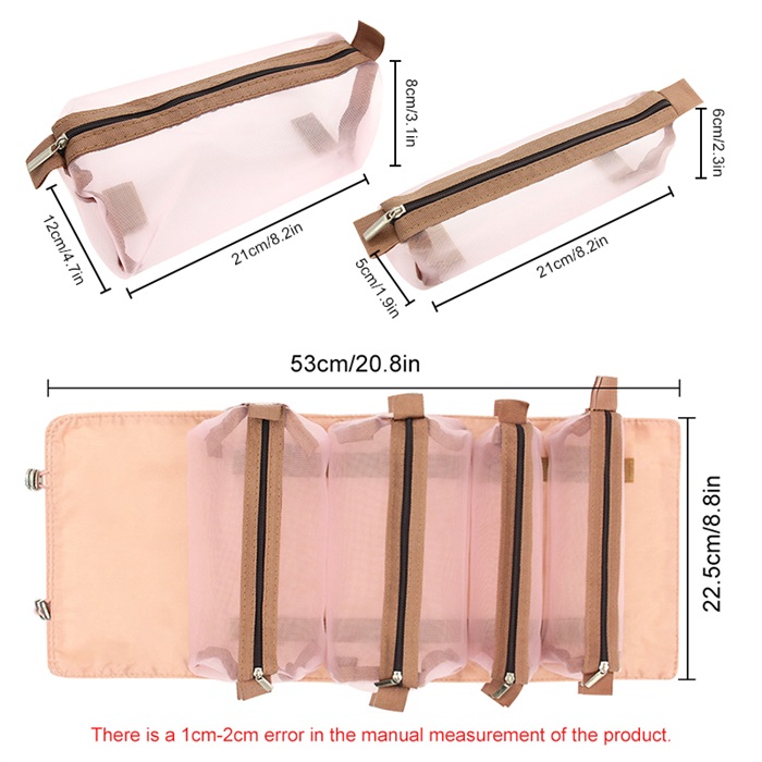 Q&N removable roller for four mesh makeup bags