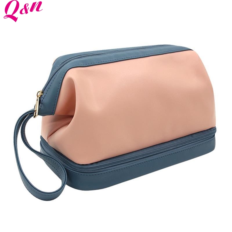 Q&N double dry and wet separation large capacity cloud makeup bag