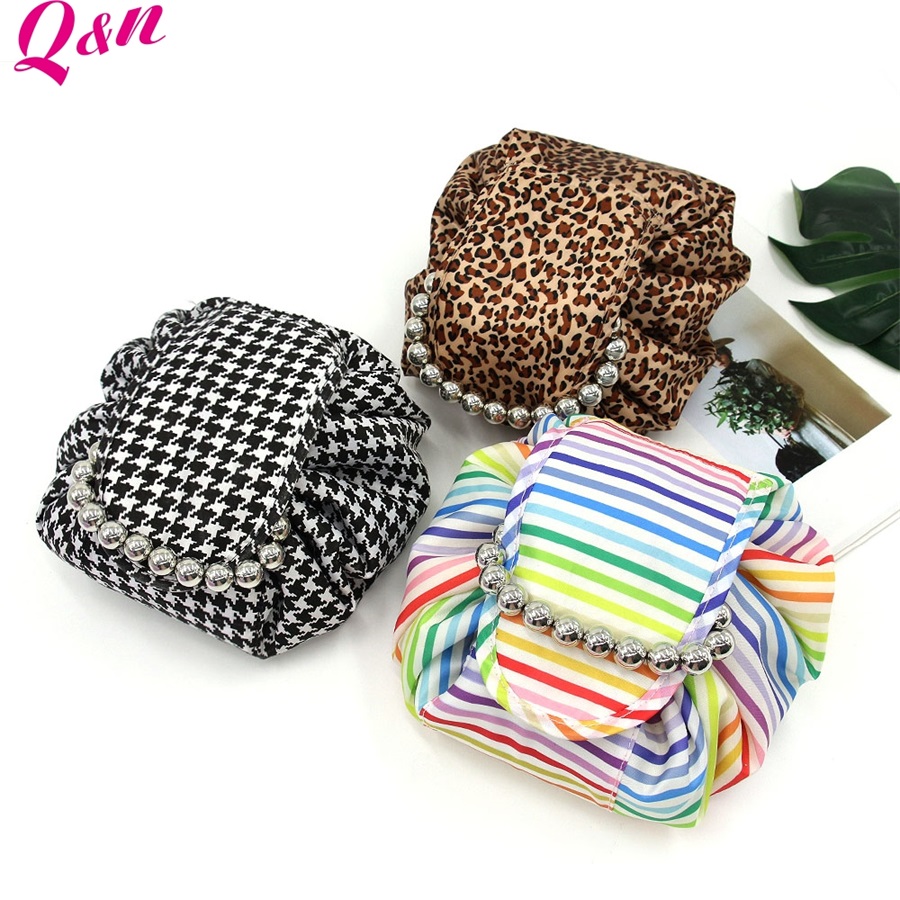 Q&N drawstring makeup bag opens flat